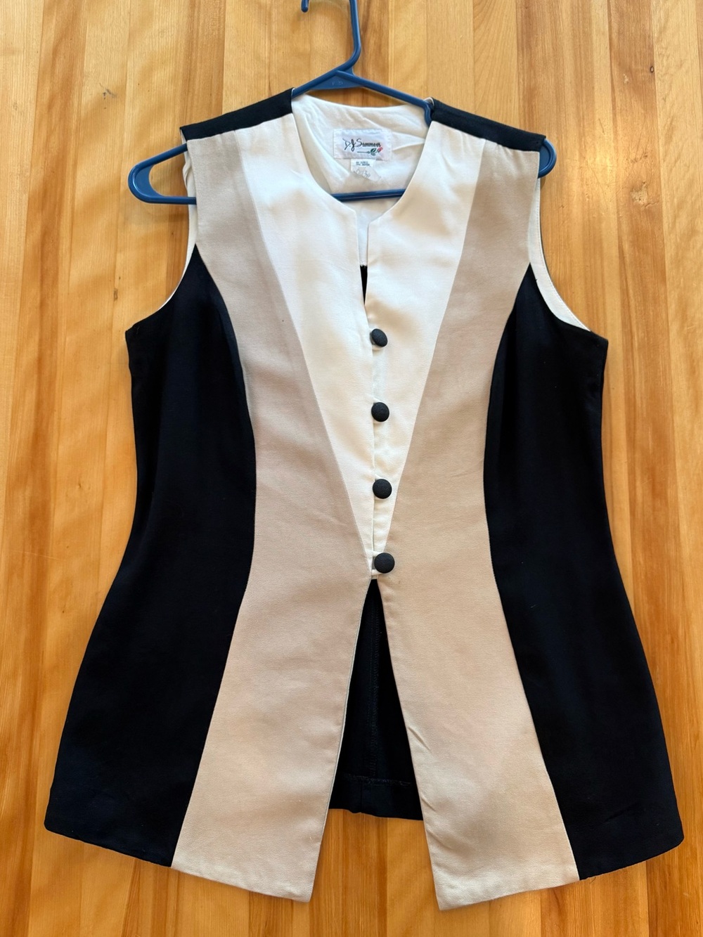 Sleeveless Colorblock Tunic Top - Black & Cream